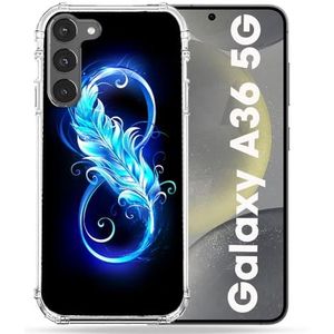 Cokitec Coque Renforcée pour Samsung Galaxy A36 5G Texture Plume Infini Bleu