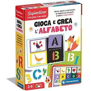 Clementoni - Sapientino-spelen en creëren: het alfabet- en letterpuzzel om te componeren, educatief spel voor het leren van alfabet, kinderen 3-6 jaar, gemaakt in Italië, meerkleurig, medium, 16726