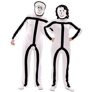 EUROCARNAVALES Stickman masker kostuum voor volwassenen, wit, M/L (52)