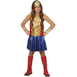 Widmann 01138 kostuum voor kinderen/meisjes, superheldenjurk, manchetten en haarband, goudkleurig