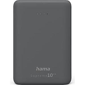 Hama Powerbank Supreme 10.000 mAh (powerbank met 1 USB C + 2 USB A-poorten, gecertificeerde powerpack, batterij voor mobiele telefoon, tablet, bluetooth-luidspreker enz., draagbare oplader klein