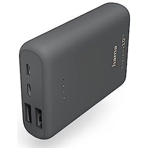 Hama Powerbank Supreme 10.000 mAh (powerbank met 1 USB C + 2 USB A-poorten, gecertificeerd powerpack, batterij voor mobiele telefoon, tablet, bluetooth-luidspreker enz., kleine draagbare oplader