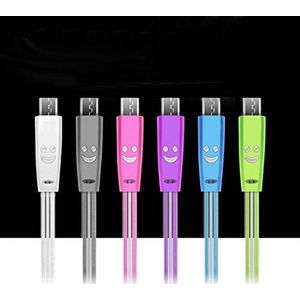 Shot Case Micro-USB-kabel voor Samsung Galaxy A6 LED-licht, Android-oplader, smartphone-aansluiting, wit