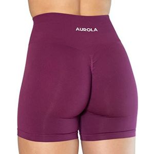 AUROLA Trainingsshort voor dames, naadloze trainingsshorts voor gym, yoga, intensiveren, hardlopen, sport, oefening, fitness, shorts, Magenta