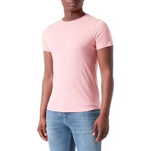 Tommy Jeans Tjm Slim Jaspe Col C T-shirt voor heren (1 stuk), Gekietelde roze