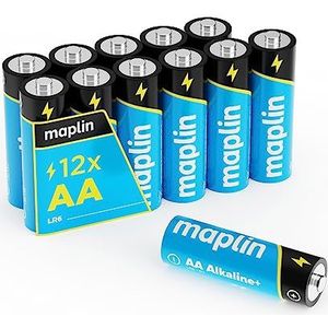 Maplin 12 x krachtige alkalinebatterijen, extra lange levensduur
