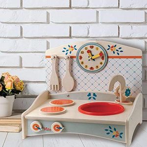 Dida - Mini keuken met blauw decor - houten tafel speelgoed keuken voor kinderen