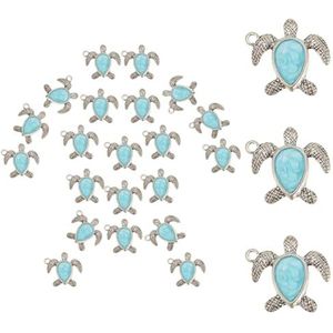 nbeads 24 Pcs Turtle Charm Pendants, Sea Animal Charms Tortoise Charm with Enamel Rack Plating Alloy Pendants for DIY Craft Necklaces Jewelry Making, Antique Silver, Métal