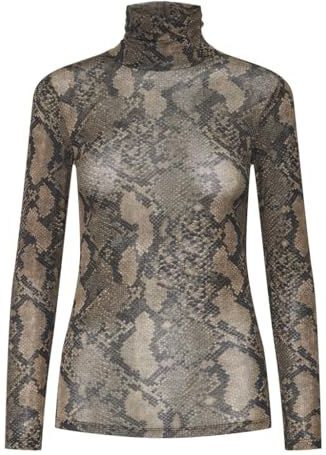 YAS WOOLA LS Noos top met hoge hals, Fungi/Aop: Snakea, M, Fungi/Aop: Snakea, M