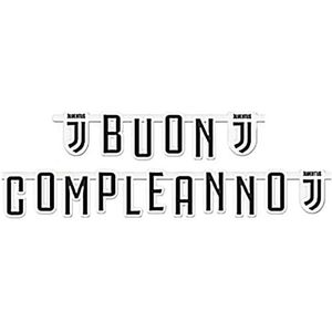 Festone Bianconero slinger met opschrift ""Happy Birthday"" voor feest, verjaardag, voetbal themadecoraties - 2 m