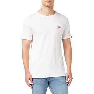 ALPHA INDUSTRIES Heren T-shirt met rugopdruk, Wit/Rood