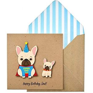 Handgemaakte verjaardagskaart met blauwe strepen