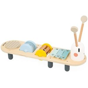 Janod - Ontwakingsstandaard met geluid Chenille Sweet Cocoon - 5 geluidsactiviteiten voor kinderen - muzikaal educatief spel - speelgoed van FSC-hout - vanaf 12 maanden, J04058