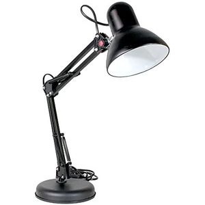 wonderlamp - Avati zwarte scharnierende bureaulamp, retro vintage bureaulamp, behuizing en scharnierende kop, 1 x E27 lamp