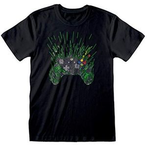Xbox T-shirt voor dames met ronde hals, bedrukt, boyfriend-snit, 100% katoen, officieel gelicentieerd product, maten S - 5XL, zwart.