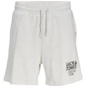JACK & JONES Jpstkane Jjbushwick Sweat Shorts Imp Trainingsbroek Heren (1 stuk), Glanzend wit / details: gemengd, S