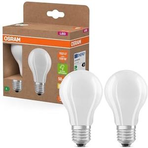 OSRAM Superstar Classic A 100 led in de vorm van een gloeilamp van matglas, 7,2 W, 1521 lm, E27, 2700 K voor warm wit licht, EEK A, diameter 60 mm, 2 stuks