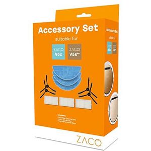 ZACO 501922, originele accessoireset geschikt voor robotstofzuigers functie, inclusief dweildoeken, zijborstels en filter, set: V5spro, V5x