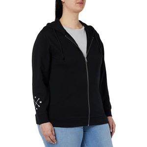 ONLY CARMAKOMA Carcallie Ls JRS hoodie voor dames, zwart/details: glitterprint op de mouwen, 48-50 - grote maat, zwart/details: glitterprint op de mouwen