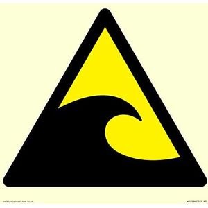 W056 Panneau d'avertissement : Tsunami Hazard Zone – 200 x 200 mm – S20