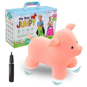 GERARDO'S Toys Springspeelgoed, roze, springvarken, vanaf 2 jaar en 3 jaar, opblaasbare dieren, speelgoed voor buiten of binnen, voor peuters vanaf 12 maanden