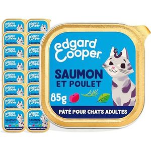 Edgard & Cooper Kat Paté Box voor katten, zonder granen, natuurlijk voer (zalm/kip, 85 g x 16 cm)