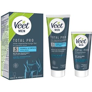 Veet Men - Kit d'épilation intime - Crème dépilatoire pour la zone intime pour homme - Tube de 100 ml et baume de soin de 50 ml