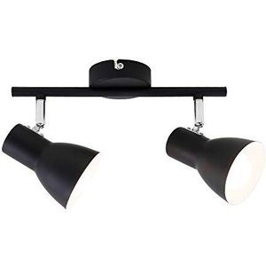 Briloner Lampen plafondlamp zwenk- en zwenkbaar, 2x E14 max. 25W retro zwart 275x80x150mm