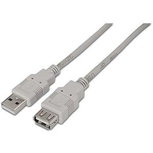 AISENS A101-0014 USB 2.0 verlengkabel 3 m voor het verlengen van een USB 2.0-kabel, geschikt voor consolespellen, digitale camera's, web, printer, muis, beige