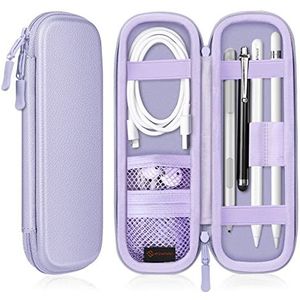 Fintie Hoes compatibel met Apple Pencil (1e / 2e generatie) - Kunstlederen Pennenhouder voor Samsung, Huawei, Surface Pro Stylus Pen tas Beschermhoes met Opbergvak voor S Pen en USB-kabel, (Grijs