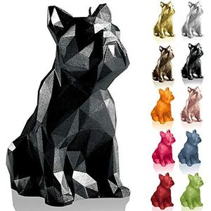 Candellana Handgemaakte buldog Low-Poly kaars cadeau - grappig - decoratieve kaars - huisdecoratie - geschenken voor vrienden - lont van katoen - brandduur 24 uur - zwart metallic kaars