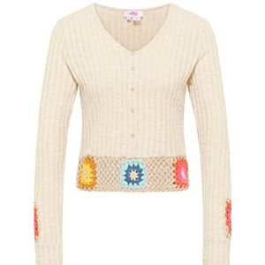 myMo NOLIE dames trui met gehaakte riem lichtbeige XL, Lichtbeige