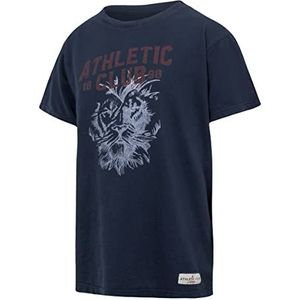 Athletic Club T-shirt voor kinderen, retro, leeuw, blauw, uniseks, kinderen (1 stuk)