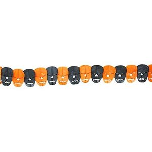 Schedel slinger oranje grijs Halloween decoratie 300 cm