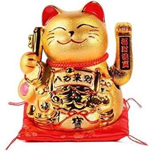 lachineuse - Grand Maneki Neko Gold met beweegbare arm - Japanse geluksbrenger kattenbeeld - beeldje 20 cm - Kawaii object decoratie goud goud - cadeau-idee Japan Azië - geluk, fortuin