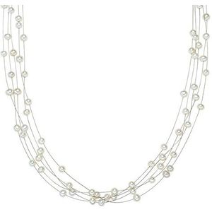 Valero Pearls Collier de perles pour Femme en 925/- Argent sterling Perle de culture d'eau douce env. 5,0-6,0 mm, Argent 925/1000, Perle