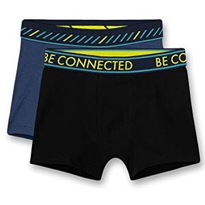 Sanetta Super zwarte boxershorts voor jongens, verpakt per 2 stuks, comfortabele kleuren, blauw en zwart, zwart.