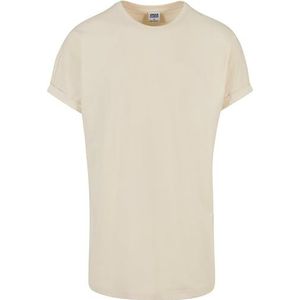 Urban Classics Long Shaped Turnup Tee T-shirt voor heren, Whitesand