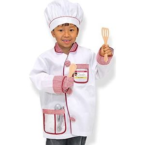 Melissa & Doug Chef-kok kostuum, kostuum voor meisjes en jongens met accessoires, rollenspel, creatief speelgoed, cadeau voor kinderen 3+, perfect voor Halloween of carnaval