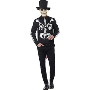 Smiffys kostuum Señor skelet dag van de dood zwart met jas kunsthemd stropdas
