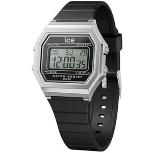 Ice-Watch - ICE digit retro zwart zilver - zwart dameshorloge met kunststof band - 022063, zwart., Modern