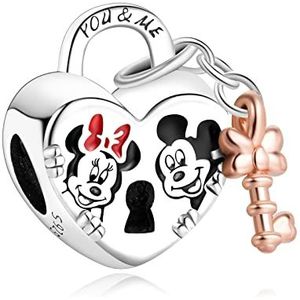 Doyafer 925 Sterling Zilver Charms Iron Cool Man Winnie Mickey Minnie Kralen voor Vrouwen Armbanden Ketting Geschenken van Familie en Vrienden 3 stuks/pak, Zilver