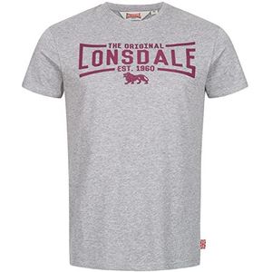 Lonsdale Nybster T-shirt voor heren, Grijs/Oxblood