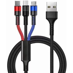 Unillous 5-in-1 universele multi-USB A/C oplaadkabel met iP Micro USB type C meervoudige oplaadkabel voor telefoon 13 12 11 Xr Xs X 8 7 6 Samsung Galaxy Huawei Oneplus Sony LG Kindle 1,2 m