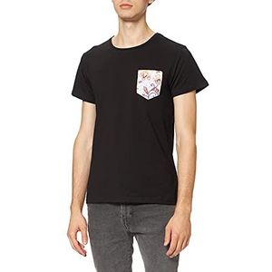 Frenchcool Heren T-shirt, met zak, klimopblad, zwart, Zwart