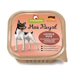 GranataPet Mini Royal Zalm & Turkije 11 x 150 g natvoer voor honden, graanvrij en zonder toegevoegde suiker, compleet voer voor volwassen honden