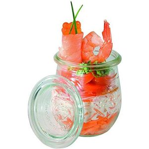 APS Set van 12 originele Weck weckpotten met deksel, diameter 7 cm, hoogte 8 cm, tulpenvorm, decoratieve weckpot, dessertglas, vaatwasmachinebestendig