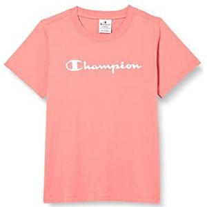 Champion T-shirt met korte mouwen Legacy American Classics-logo Regular S/S voor meisjes en meisjes, roze Intenso, 3-4 jaar, Pink Intenso