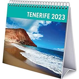 Grupo Erik - Tafelkalender 2023 Tenerife – 12 maanden | 20 x 18 cm, maandkalender in het Frans, januari 2023 tot december 2023 | FSC-gecertificeerd, met vaste houder