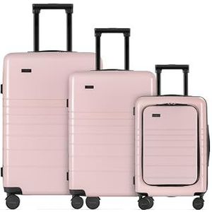 ETERNITIVE - Koffer | polycarbonaat en ABS | Harde koffer met TSA-slot | 360° rolkoffer, Roze, Set van 3 koffers